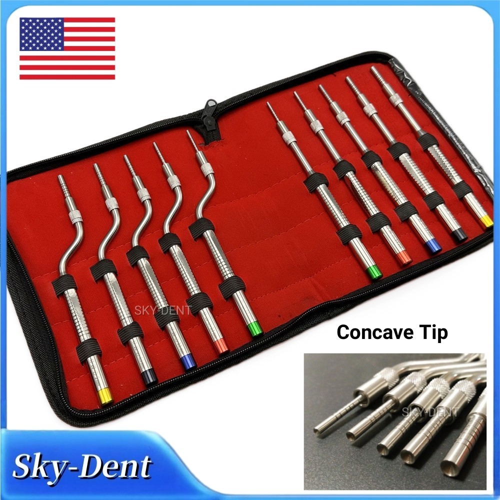 10Pcs Sinus Osteotomes Set Sinus Lift Elevator Dental Implant Tools Concave Tip