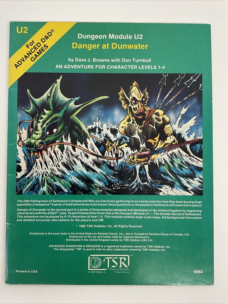 [AD&D] U2 Danger at Dunwater (1982) VG+