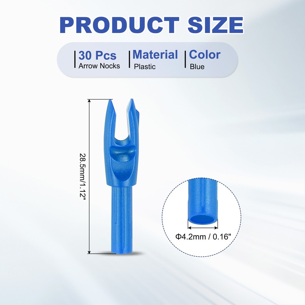 30 Pack Archery Arrows Nocks 4.2mm Plastic Insert Arrow Nock Blue