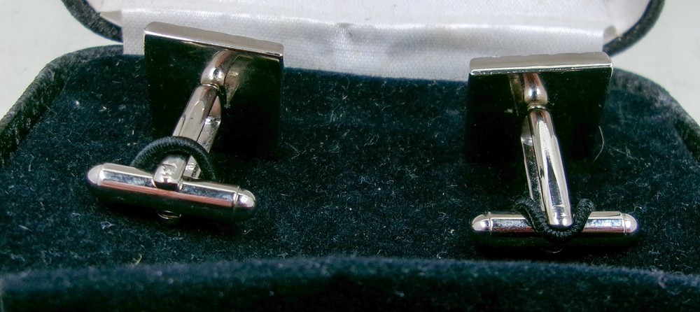 DRL Collection Cufflinks Square Silver Coloured with Rhinestones.