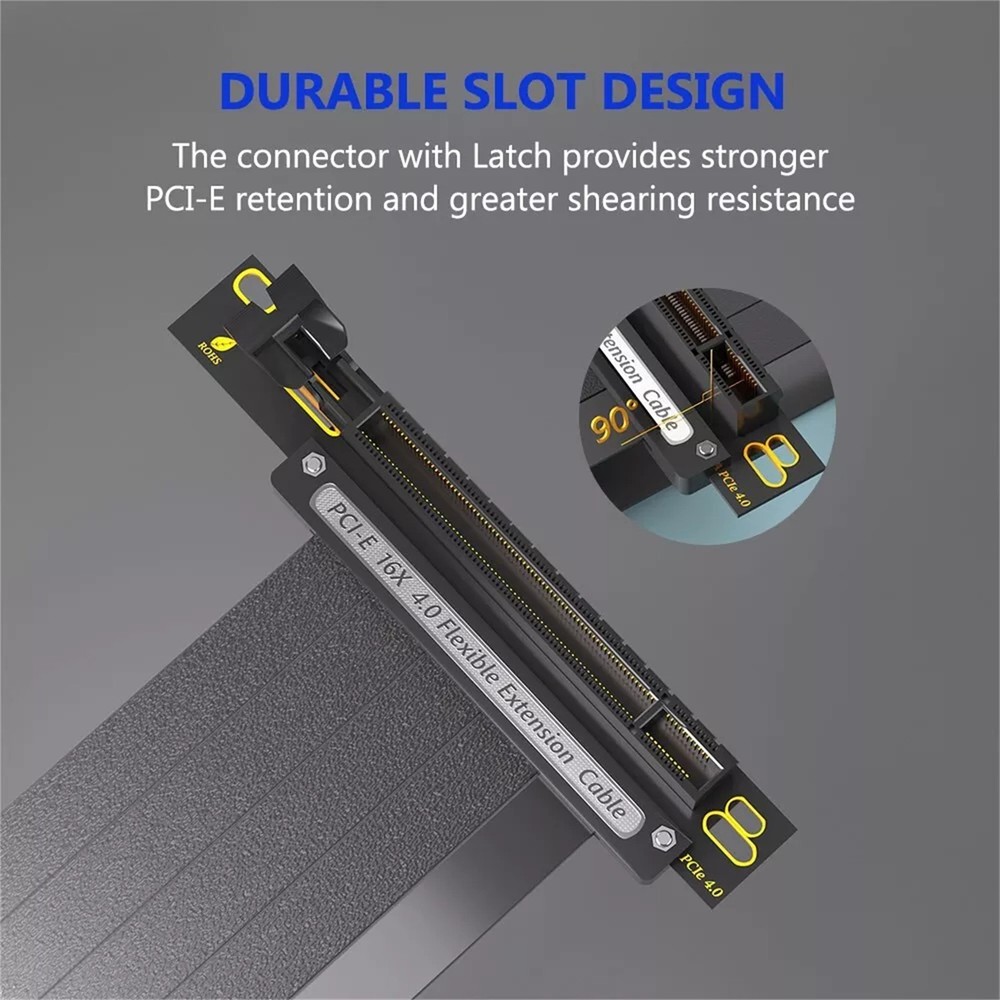 90 Degree PCIE 4.0 Extension Cable 16x Shielded High Speed GPU Riser Cable New