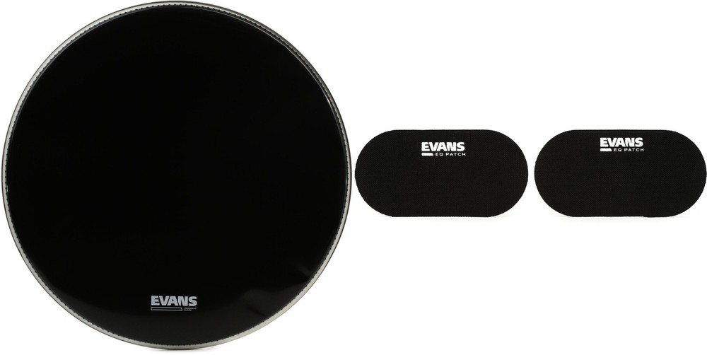 Evans Resonant Black Bass Drumhead - 22 inch + Evans EQPB2 Value Bundle