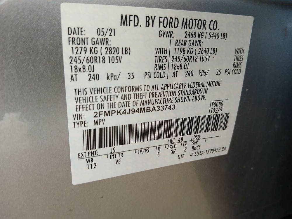 2021 Ford Edge Front Camera/Projector 3059105