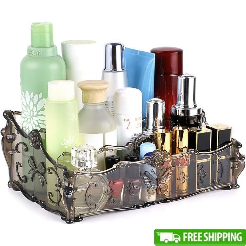 Acrylic Makeup Organizer Adjustable Shelves Removable Compartment Storage Unit