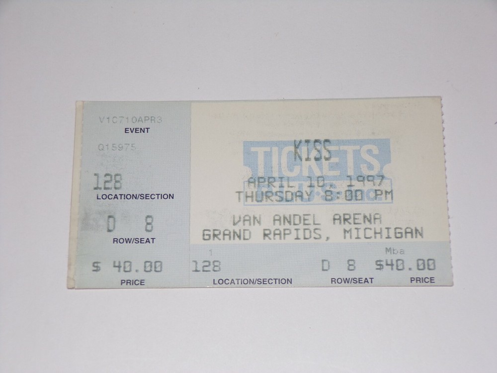 KISS Ticket Stub April 1997 Alive Reunion Concert Tour Michigan A Vintage Kiss