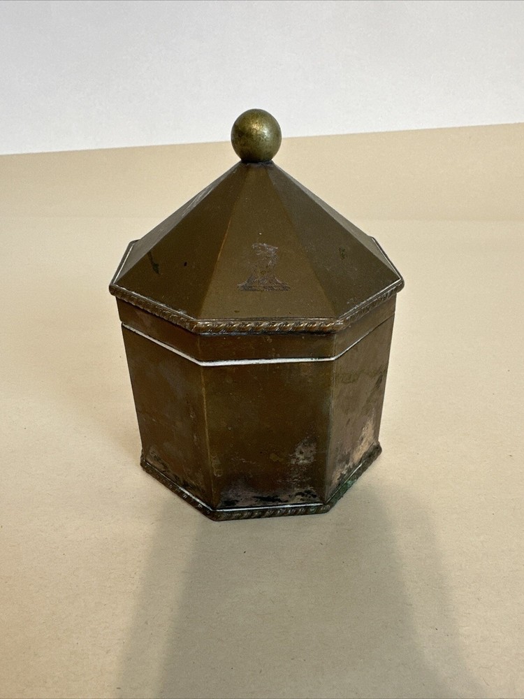 Silver Plated Octagon Lidded Canister with Unique Crest