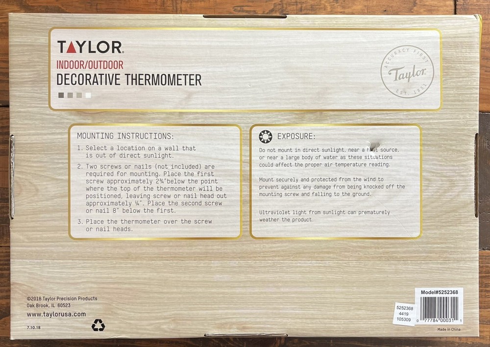 Taylor, Tractor Indoor/Outdoor Thermometer