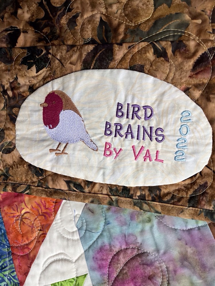 Handmade Patchwork Batik Cotton Quilt “Sparrows” Size 60” X 55”