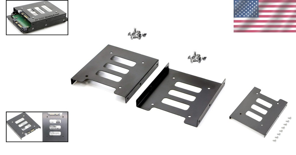 Complete 2-Pack SSD to HDD Mounting Bracket - Includes 16 Screws for Easy Setup