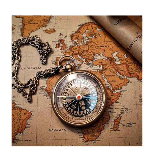 Personalized Engraved Compass with Chain | Antique Brass Pocket Compass | Custom