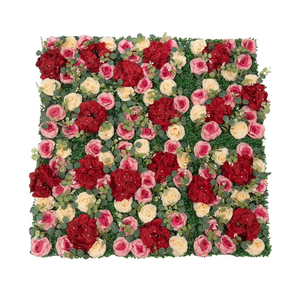 6Pcs Artificial Flower Wall Panel Backdrop Wedding Rose Hydrangea Flower Decor