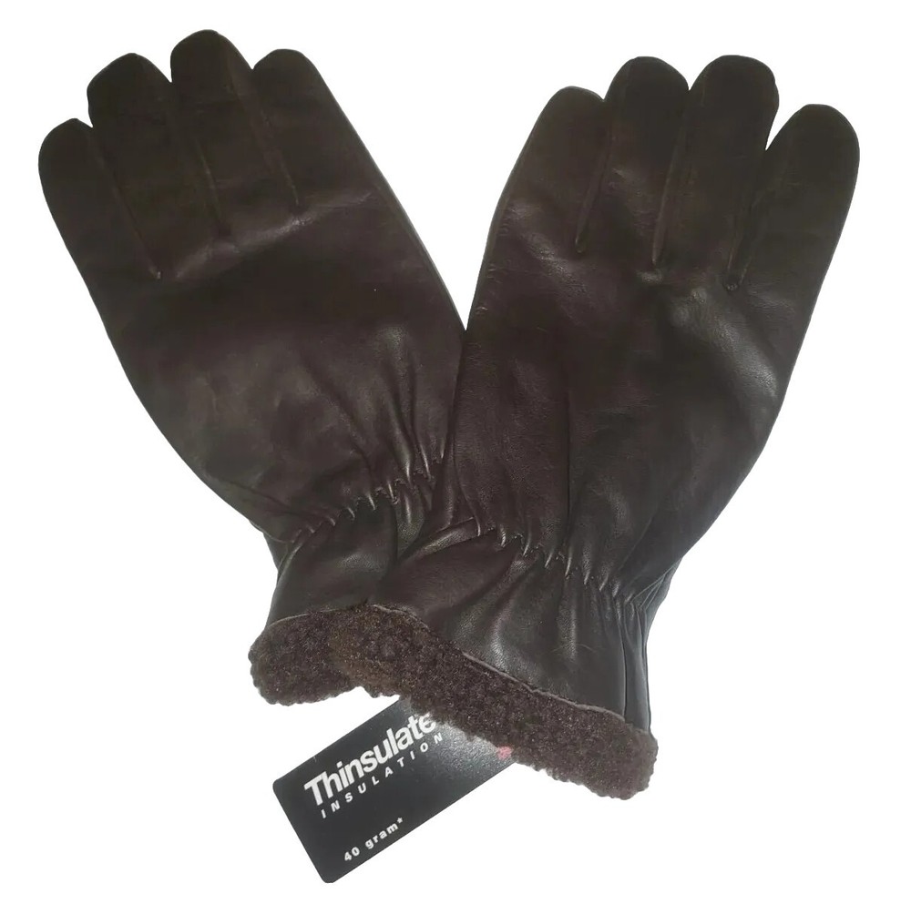 Men's Grandoe Thinsulate Shearling Cuff , Leather Gloves, Medium, Brown.