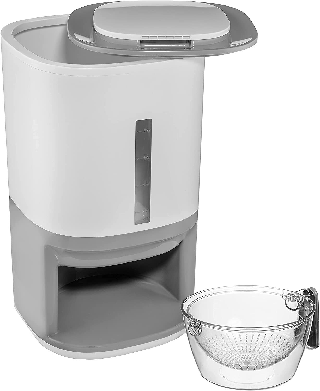 Rice Dispenser - 25 lbs Capacity with Measuring Cup - Airtight Dry Food Storage