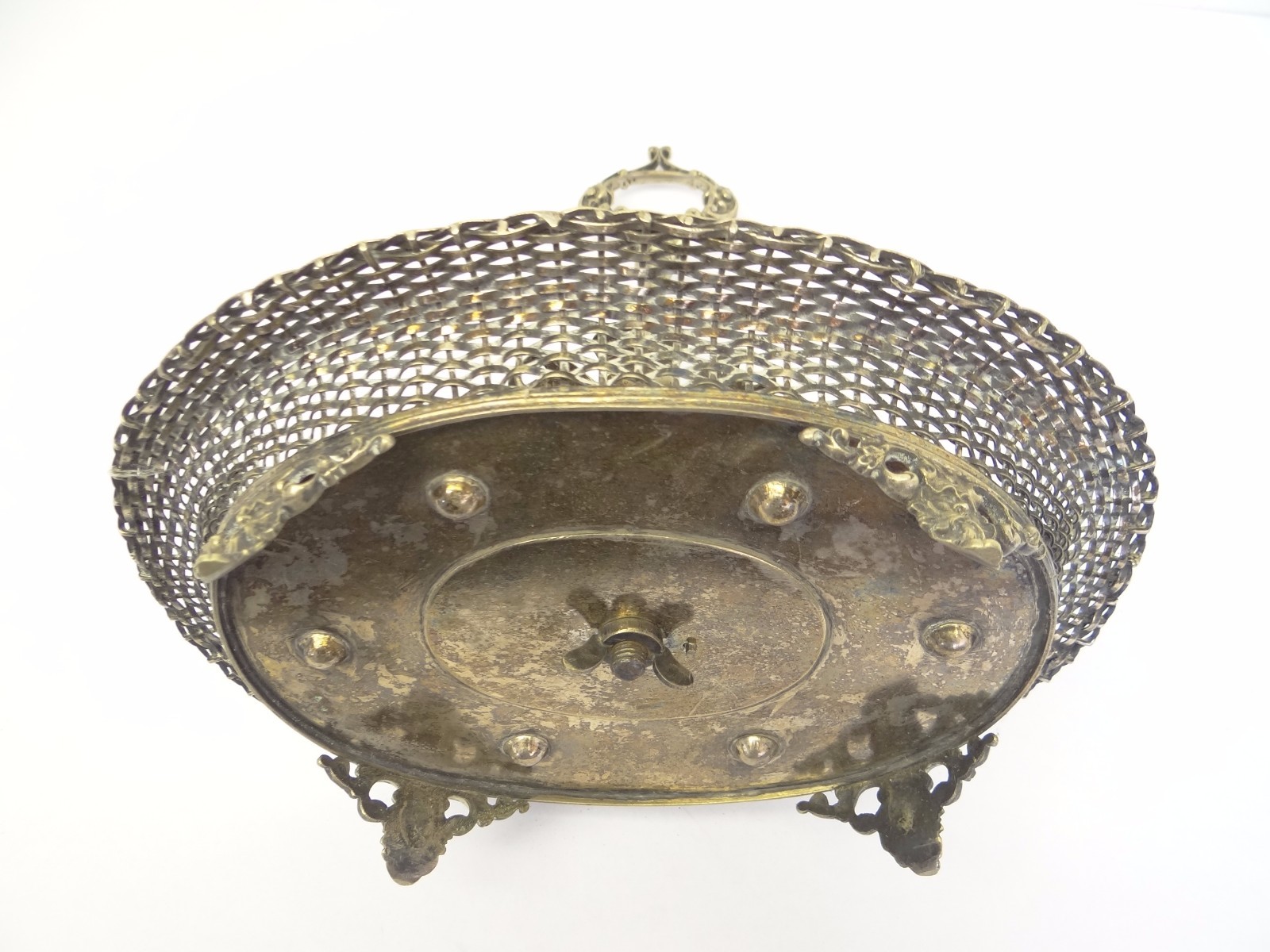 Vintage Used Silverplate Serving Caddy Tray Stand Basket Silver Plate Kitchen