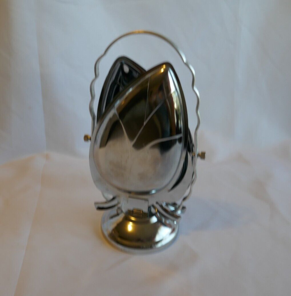 MCM Collapsible Silver Tone 3 Tier Leaf Serveware Snacks TrinketsJewelry Vintage