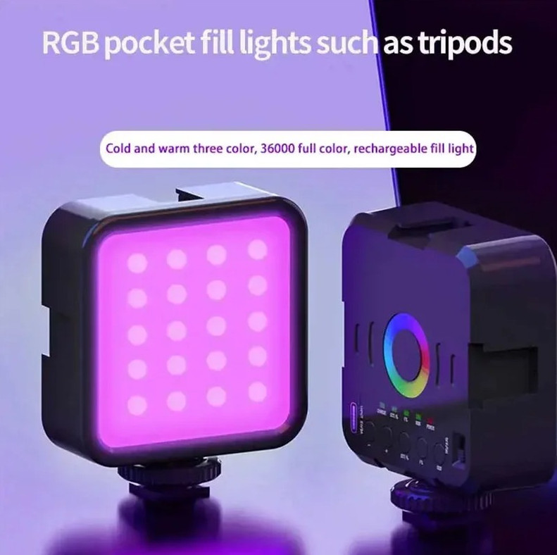 Adjustable Mini RGB LED Fill Light Hot Shoe Selfie Camera Video Light