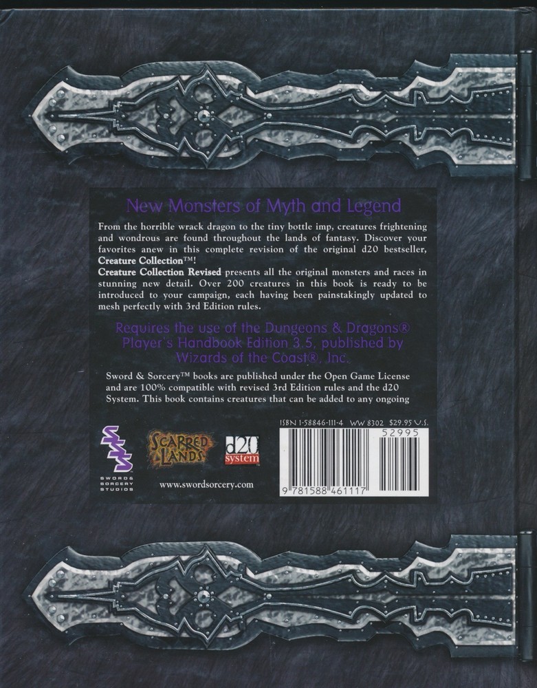 SWORD & SORCERY CREATURE COLLECTION REVISED 3RD EDITION BOOK