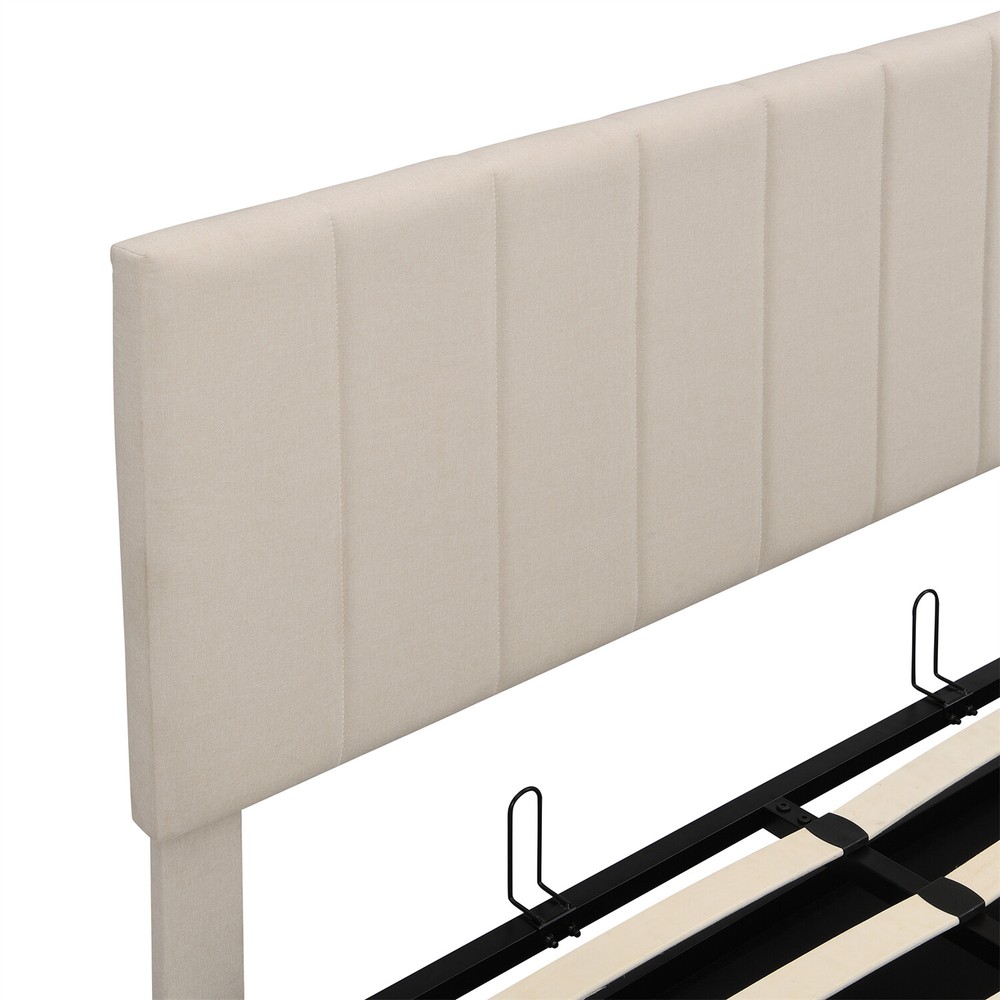 Full Size Bed Frame Upholstered Platform Bed with Hydraulic Storage System
