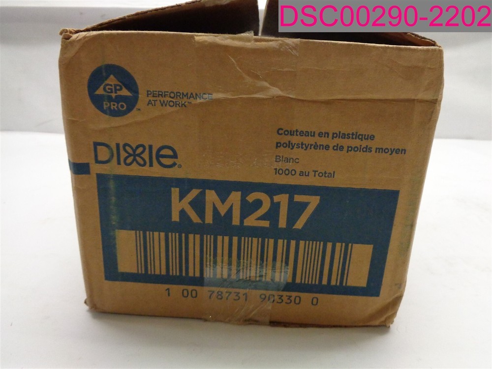 QTY=1000 Pcs.; DIXIE KM217 Medium-Weight Polystyrene Plastic Knife White