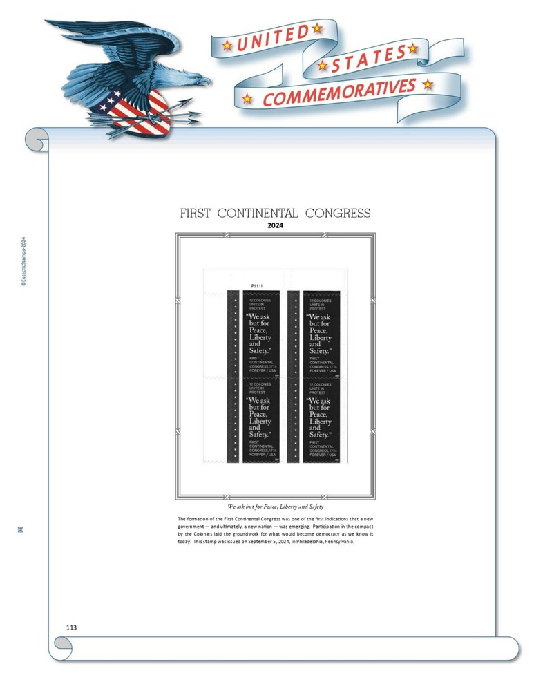 2024 U.S. Commemorative Plate Block Supplement (White Ace Alternative)