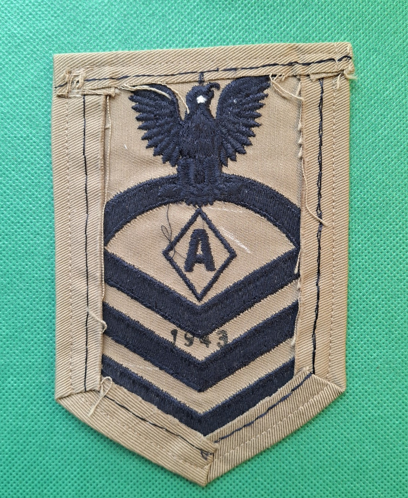 US Navy WW2 Chief Athletic Instructor Dated 1943 on Khaki Rate Patch