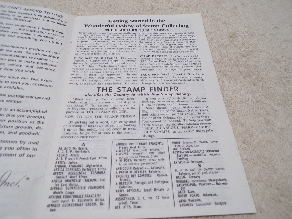 1983 HARRIS STAMP FINDER BOOKLET H.E. HARRIS & CO. STAMP COLLECTING INFORMATION