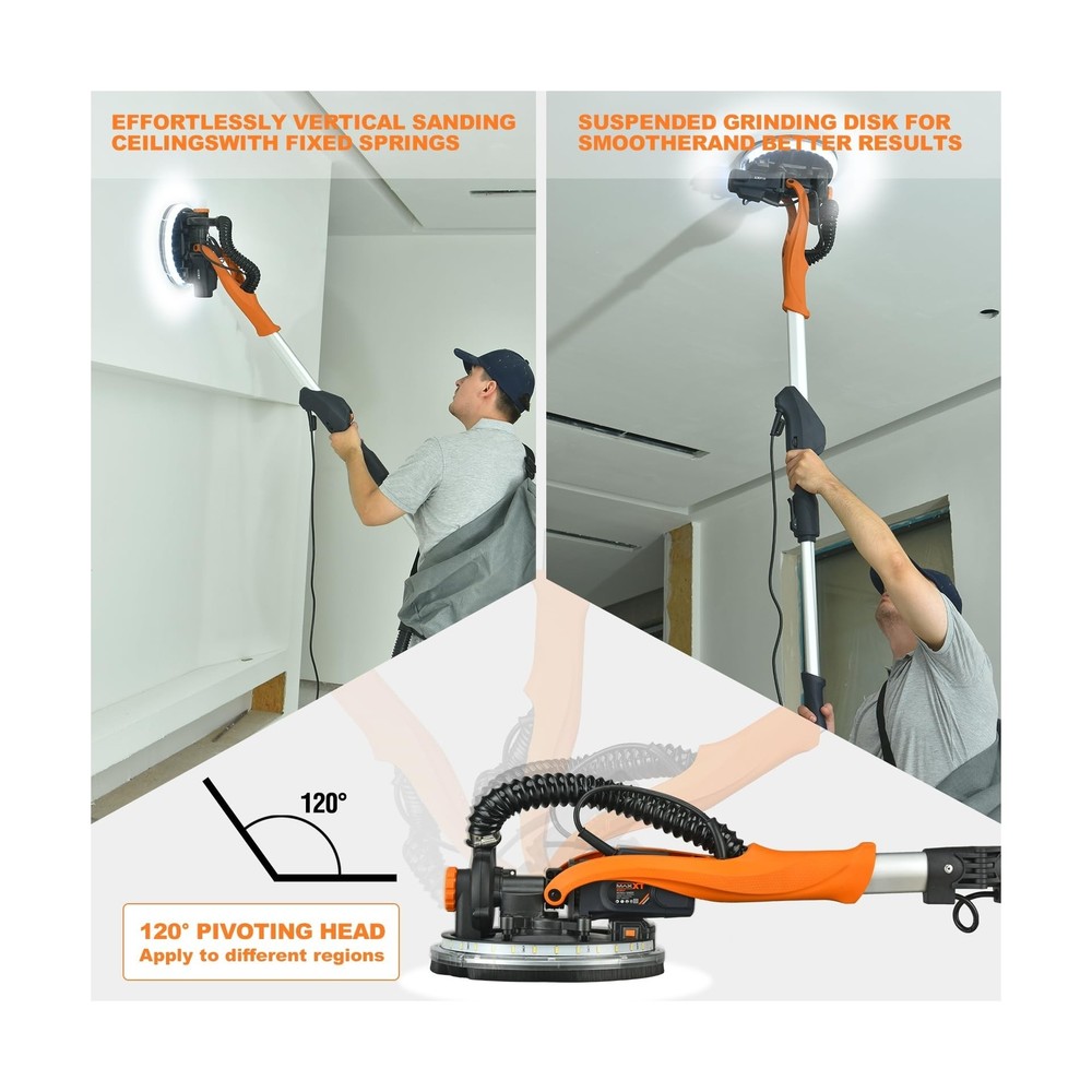 MAXXT Drywall Sander with Vacuum Dust Collection, Popcorn Ceiling Removal Too...