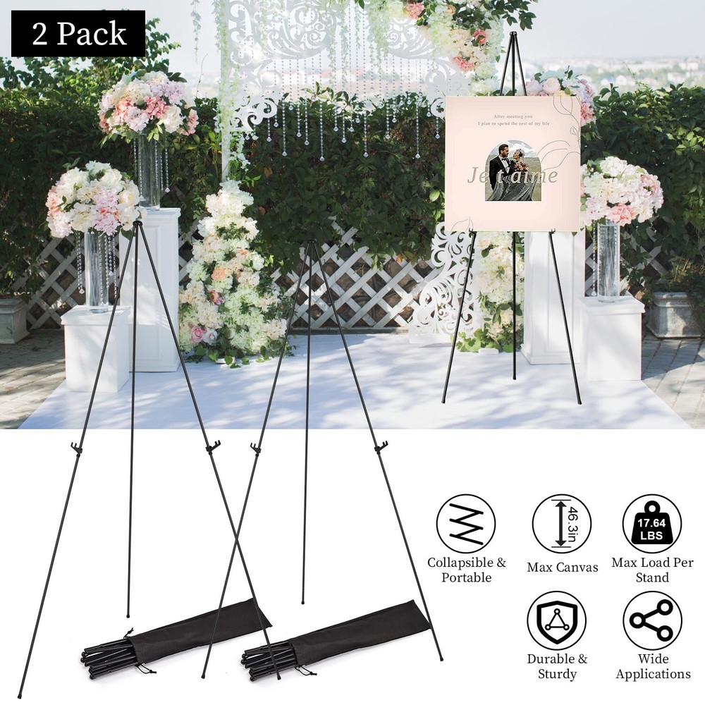 2 Sets Foldable Easel Drawing Stand for Painting Wedding Canvas Art Adjustable