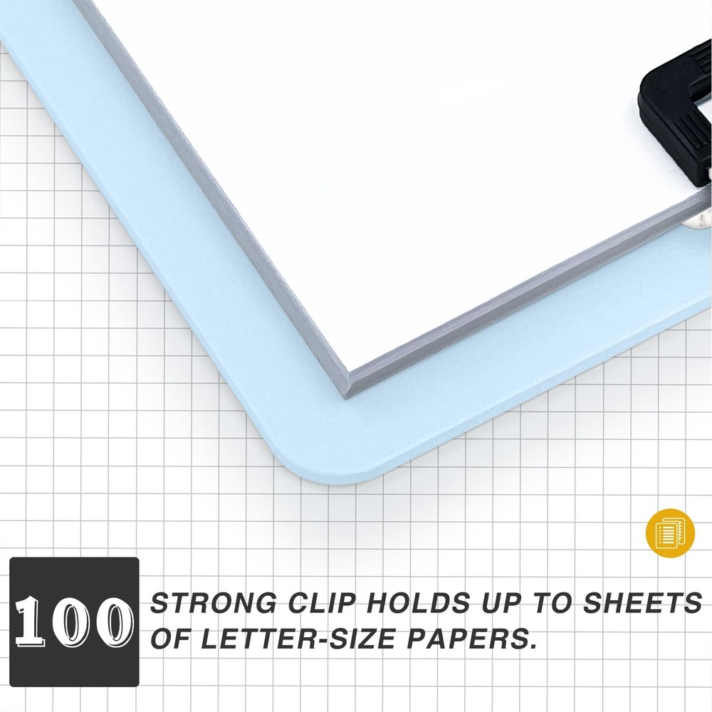 4 Pack Plastic Clipboards Multiple Colors Clip Boards Mixed - Black