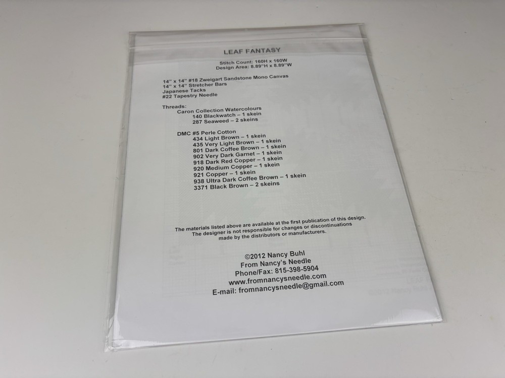 From Nancy’s Needle Quilt Series Leaf Fantasy Needlepoint Pattern 1S