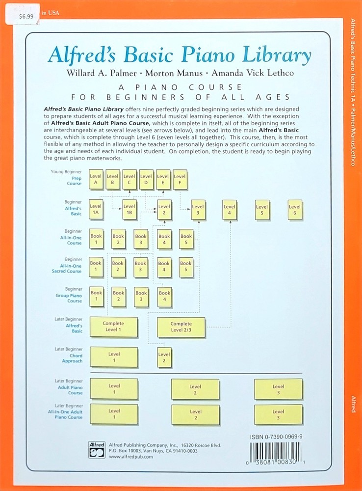 Alfred's Basic Piano Library - Technic Book Level 1A