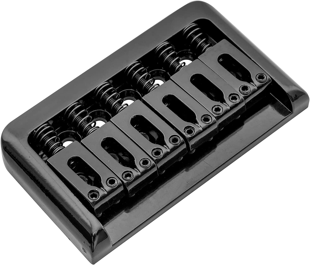Black Hard Tail Fixed Guitar Bridge, Hipshot Style String Through Body 52.5mm
