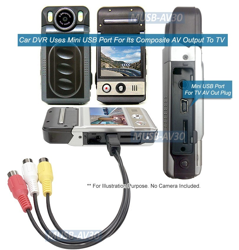 3 RCA AV To USB Mini USB Input Output Adapter Cable For STB Camera TV Stick
