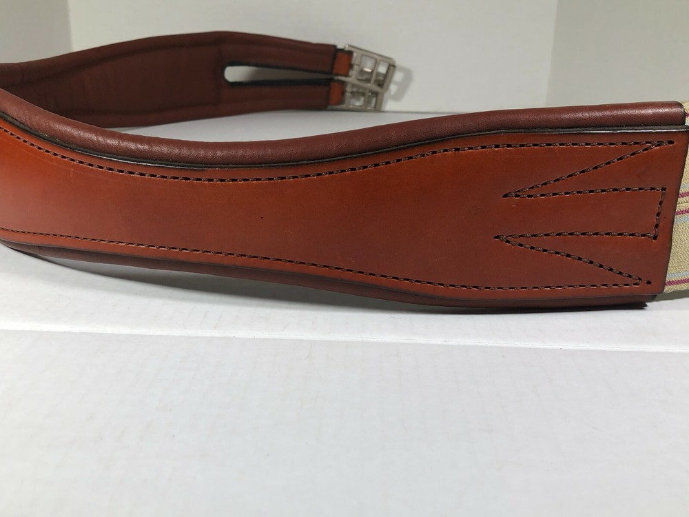 46 inch - Perri's Split End Girth - Oakbark - Triple Elastic - Roller Buckles