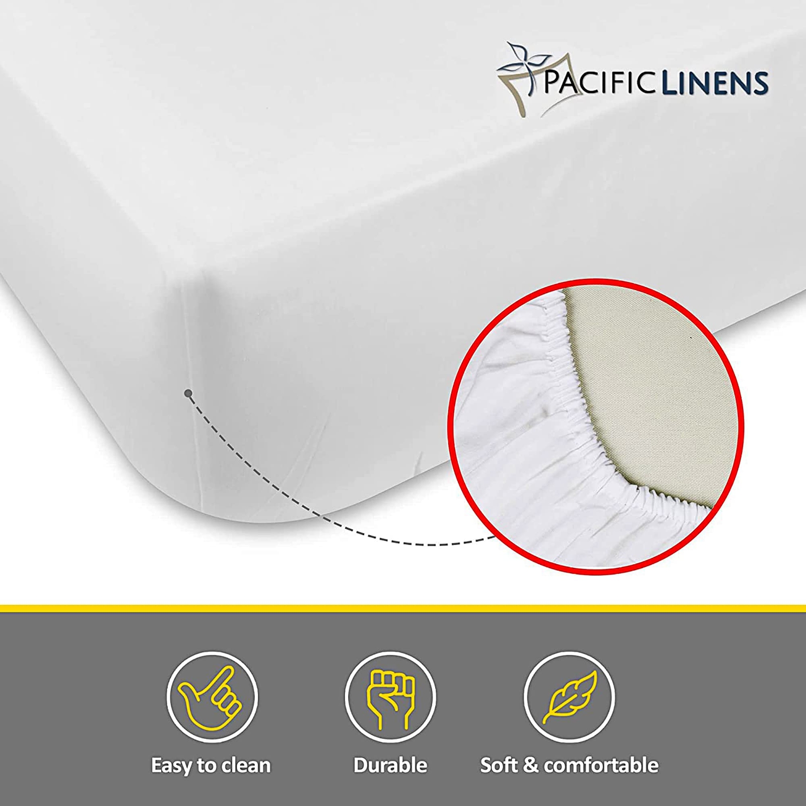 White Fitted Sheet, Hotel Quality Deep Pocket White Sheets, 1 Soft Poly-Cotton