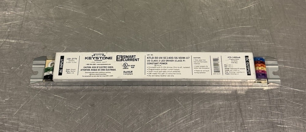 Keystone KTLD-50-UV-SC1400-56-VDIM-U7 LED Driver Dimmable Programmable NEW!