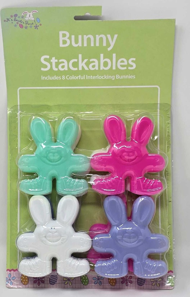 BUNNY STACKABLES Easter Toy, Interlocking Pieces, 2 Packs 8 Bunnies Each NEW