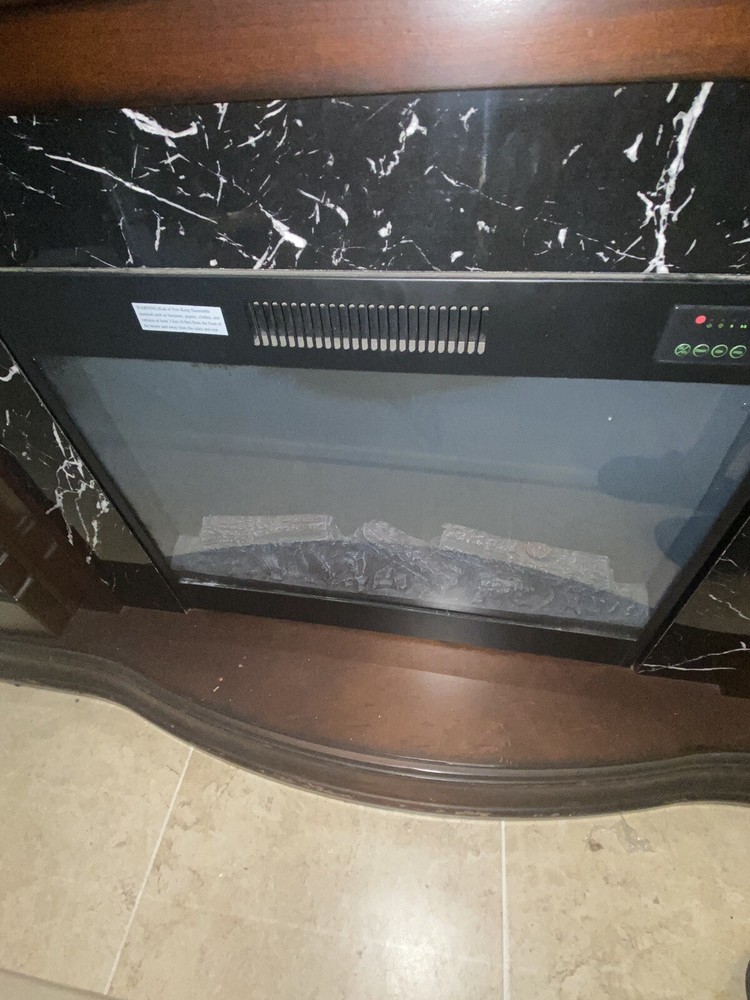 Brown & Marble Style Electric Freestand Fireplace