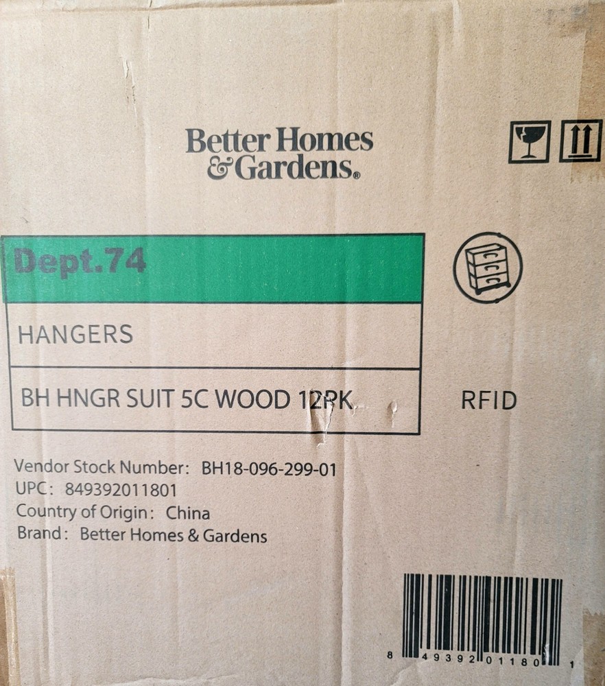 Better Homes & Gardens Solid Walnut Wood Suit Hangers, 60 Pack