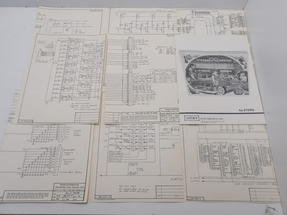Stern: Memory Lane - Schematics & Manual Set- NOS