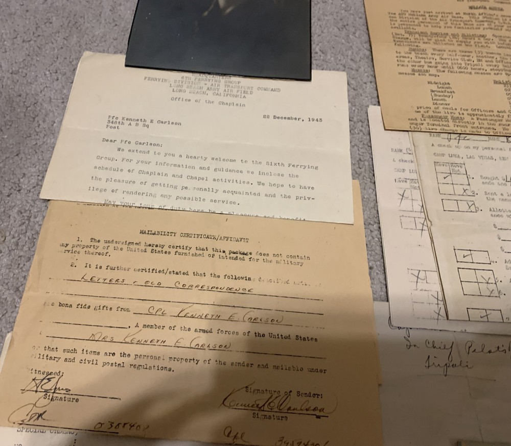 WWII ARMY TRANSPORT COMMAND PAPER LOT GROUP NORTH AFRICA 6TH FERRYING GROUP