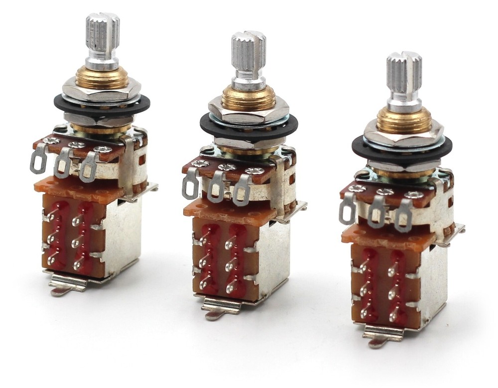 Bourns 250k Push Pull Potentiometer - Short Split Shaft, DPDT, Low Friction (3x)