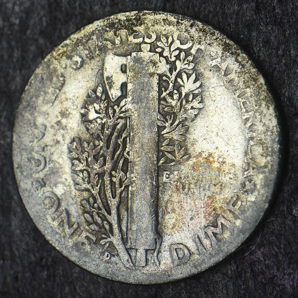 1926-D "Toned" Mercury Silver Dime 10C - COINGIANTS -