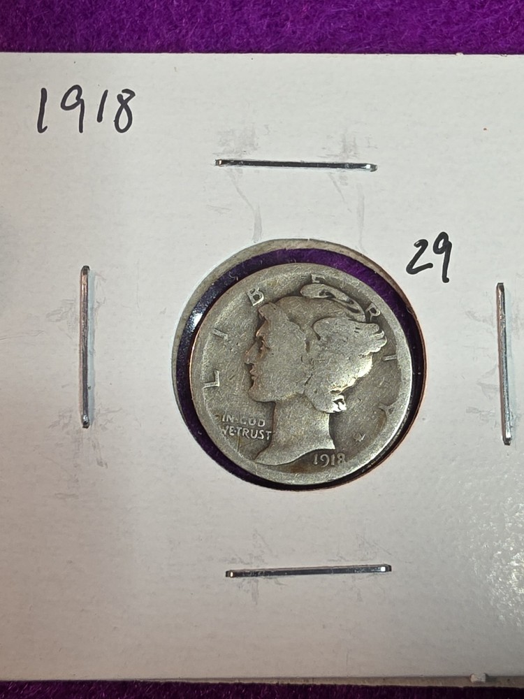 1918-P Mercury Silver Dime - 90% SILVER -