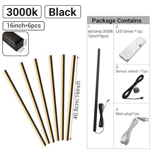 Black LED Recessed Lighting Kit - 6 PCS 16-16-Inch - Warm White 3000K - 6 Pack