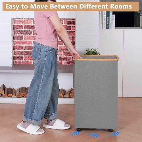 Laundry Hamper with Wheels,Clothes Hamper for Laundry,Laundry Basket 110L Grey