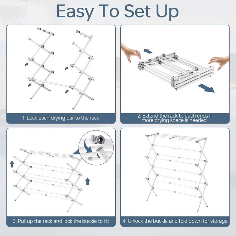 Expandable Foldable Clothes Drying Rack Indoor Outdoor Laundry Easy Assembly New