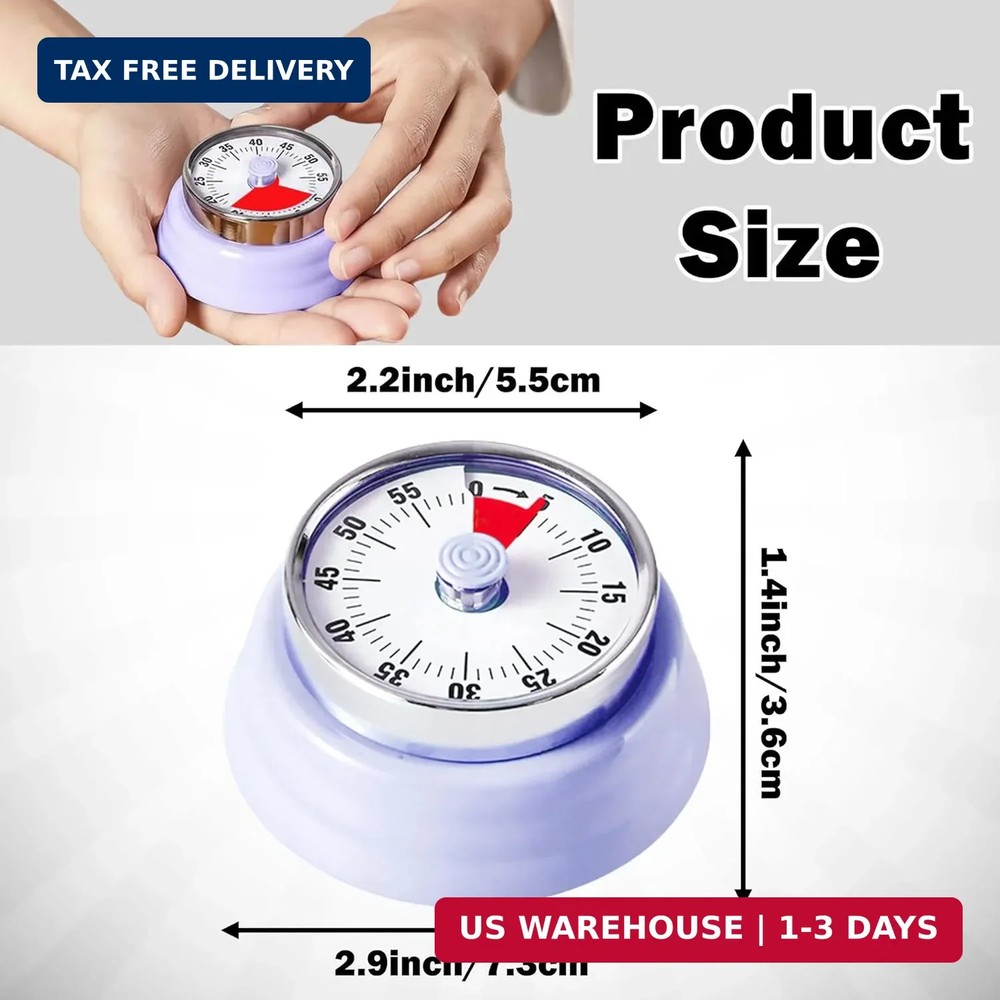 60-Minute Magnetic Visual Timer, Silent Operation and No Battery Needed, Time Ma