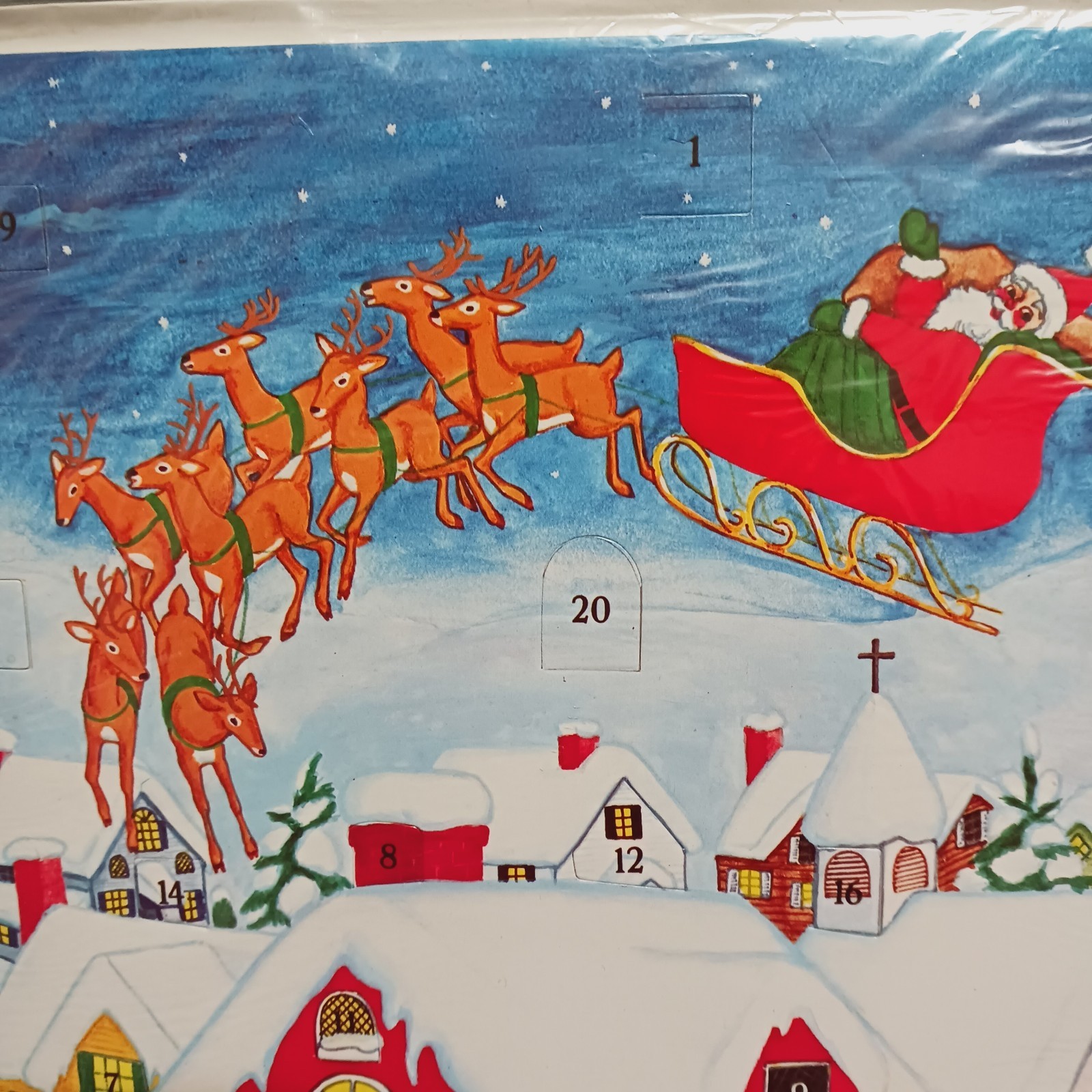 Vintage Christmas Santa Reindeer Village Advent Calendar