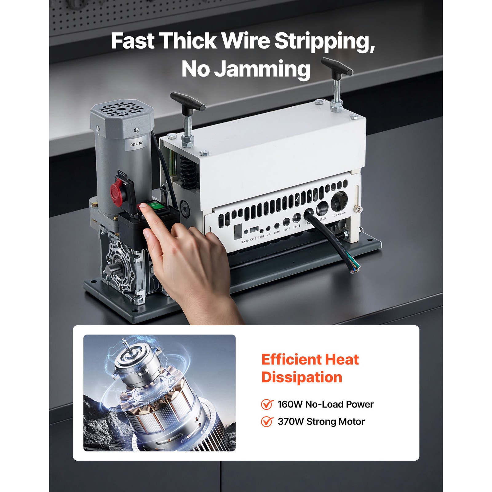 Uimoso Electric Wire Stripping Machine 370W Copper Cable Stripper 0.06''-1.57''